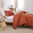 ROSGONIA Queen Comforter Set Burnt Orange, 3pcs (1 Boho Terracotta Comforter & 2 Pillowcases), Lightweight Fall Bedding Rust Blanket All Season Quilt