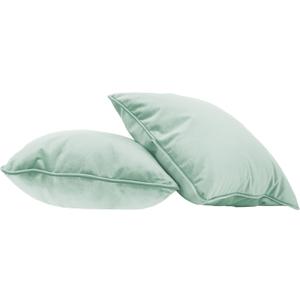 FDP 18" x 18" Velvet Square Pillow Set with Piping; Decorative Throw Pillow for Home Dcor in Living Room, Bedroom or Lounge (2-Pack) - Aloe, 15158-347