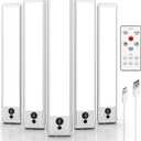 EZVALO 5 Pack Under Cabinet Lighting, Rechargeable Motion Sensor Light, LED Closet Lights Wireless, 5700K Dimmable, Timer, Magnetic, with Remote Control for Kitchen, Closet, Stair (Cool White)