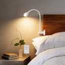 acegoo Minimalist Reading Light for Bed Headboard Dimmable White Book Light Clip on Lamp with USB-C Adapter, Flexible Neck & Handy Lamp Head Switch, CRI 90+
