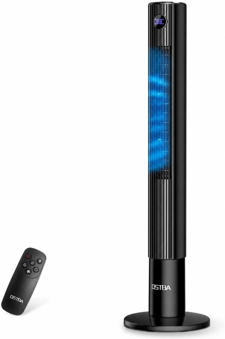 OSTBA 43'' Tower Fan for Bedroom, 85° Oscillating, 12H Timer, with Remote, Medium