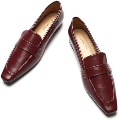 C.Paravano Women's Loafer Flat Loafers for Women Slip-on Flats Shoes Business Casual Shoe Slip-on Penny Loafers for Women, 38.5, L-1 Red
