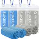 Sukeen [4 Pack Cooling Towel (40"x12"),Ice Towel,Soft Breathable Chilly Towel for Yoga,Sport,Running,Gym,Workout,Camping,Fitness,Workout & More Activities (Grey/Grey/Blue/Blue)