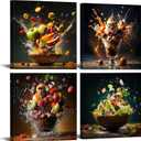 Kitchen Wall Decor Colorful Spices Seasoning Picture Dining Room Canvas Wall Art Still Life Food Fruit Posters Prints Modern Cooking Theme Painting Abstract Family Bar Home Decorations, 12"x12"x4, FOODIED