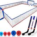 Pandahero Knee Hockey Rink Set,Christmas Stocking Stuffers Hockey Gifts for Kids,Full Hockey Rink Set with 2 Hockey Net 4 Hockey Sticks 6 Hockey Balls