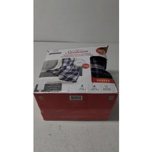 Sunbeam Oversized Microplush & Sherpa Heated Throw - Concord Blue Plaid, 60 x 70 in
