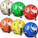 6 Pcs Operation Christmas Soccer Ball Bulk with Pump Needles, Size 5 Deflated Soccer Ball Gift for Youth Adult Game Training Practice Christian Charity Donation Supplies (Stylish)