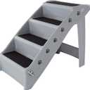 Dog Stairs - Pet Stairs with 4-Step Design for Beds, Couches, Cars - Pet Steps for Puppies, Kittens, and Small Pets by PETMAKER (Gray)