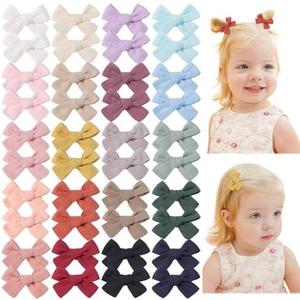 jollybows Mini Lined Hair Clips Bows for Babies, Infants, Toddlers, Girls and Teens - 20pcs 2" Tiny Barrettes