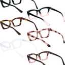 REAVEE 6 Pack Reading Glasses for Women Blue Light Blocking, Cute Square Computer Readers with Spring Hinge, +1.75