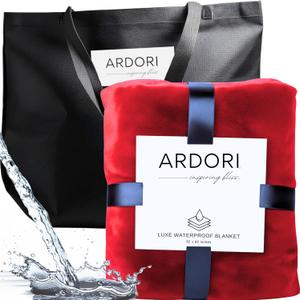 Waterproof Blanket King Size, Red & Black, 82x82"- Water Proof and Stain Resistant Blankets for Couples Bed Intimacy, Fleece Moisture Absorbent, Layered Sheet Protector, Leakproof Protective Top Cover