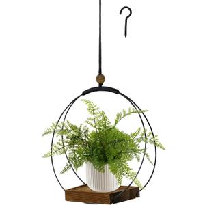 Hanging Planter for Indoor Plants, Black Plant Hanger Indoor with Sturdy Wood Base, Modern Boho Macrame Plant Hanger for 3-5.5 Inch Pot, Hanging Wall Ceiling Window Home Decor (Pots Not Included)