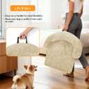 Calming Dog Bed Fluffy Plush Dog Mat for Furniture Protector with Removable Washable Cover for Large Medium Small Dogs and Cats (Medium, Beige)