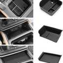 3PCS Center Console Organizer Compatible with 2020-2024 Land Rover Defender 90 110 130 (ONLY for Refrigerator Version) Armrest Storage Box Insert Tray Sets Interior Accessories (Black)
