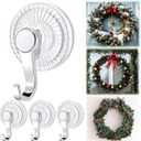 AceOrbit 4 Pack Suction Cup Wreath Hangers for Glass Front Door Heavy Duty Vacuum Suction Cup Hooks Removable Clear Wreath Holder for Window Kitchen Bathroom Shower Valentine's Decorations