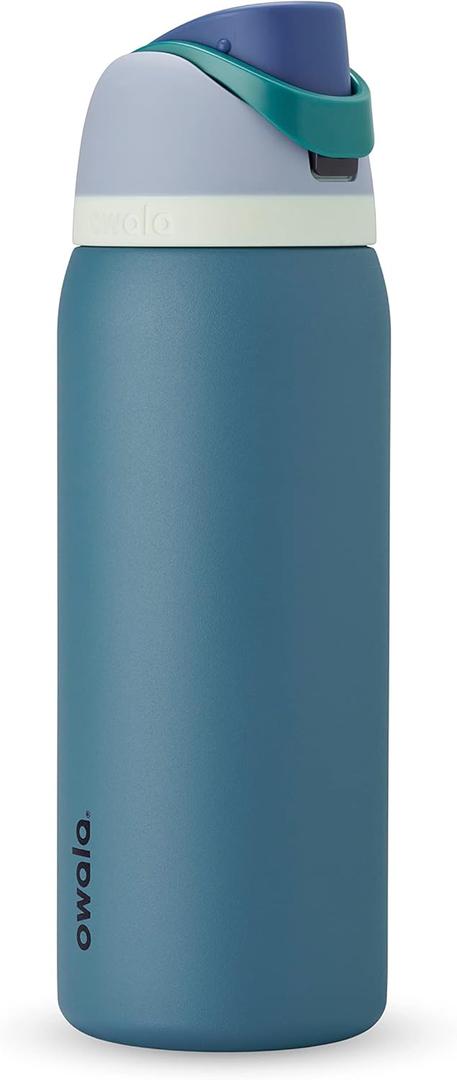 FreeSip Insulated Stainless Steel Water Bottle with Straw for Sports, Travel, and School BPA-Free Sports Water Bottle, 32 oz, Denim (32 Ounces)