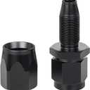 2 x AN8 Braided Straight Hose End Fitting 0 Degree Swivel for Nylon Aluminum Black 2PCS