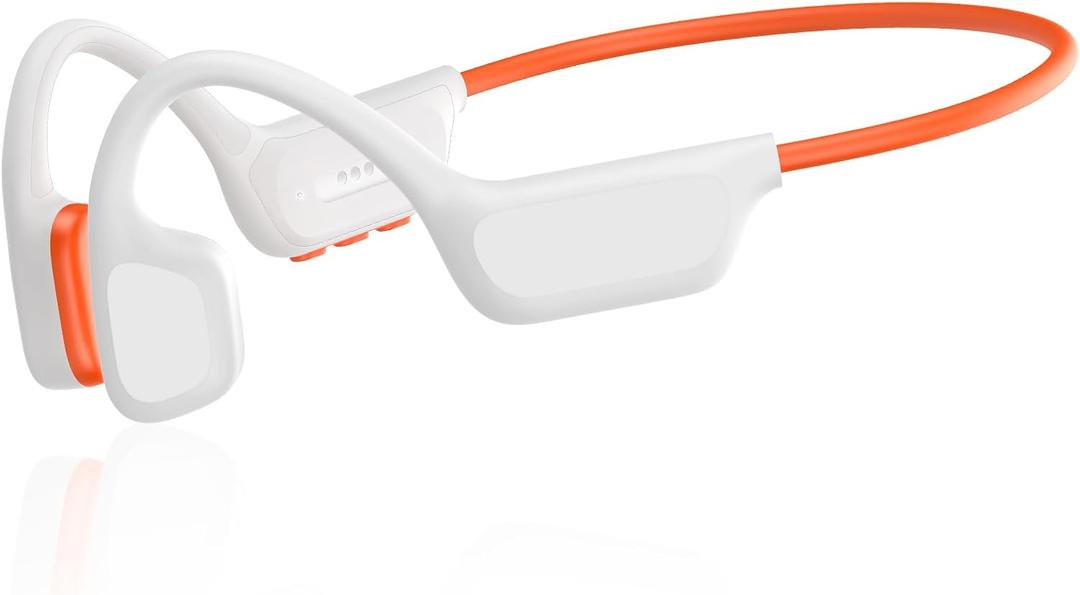 Bone Conduction Headphones, IPX8 Waterproof Swimming Headphones, Open Ear Headphones with MP3 Mode 32GB Memory Up to 12 Hours Playtime, Bluetooth 6.0 Earbuds Secure Fit for Running and Fitness, Orange