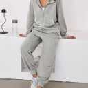 Aleumdr Women's 2 Piece Outfits Tracksuit Zip Up Long Sleeve Sweatshirt and Joggers Pants Matching Sets with Pockets (XX-Large)