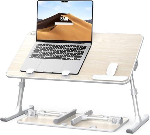 Laptop Desk for Bed, SAIJI Lap Desks Bed Trays for Eating Writing, Adjustable Computer Laptop Stand, Foldable Lap Table in Sofa and Couch（23.6 x 13Teak