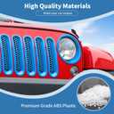  Jeep JK Front Grille Inserts & Headlight Cover Trim Ring for Jeep Wrangler JK JKU 2007-2017 Light Blue Exterior Accessories 9pcs