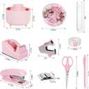 Gawsey Pink Desk Organizers and Accessories Set with 360-Degree Rotating Pen Holder, Tape Dispenser, Stapler, Staple Remover, 1000 Staples, Tape, Clips Set, Ruler, Scissor, Pen