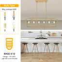 BONLICHT 6 Light Brushed Brass Farmhouse Chandelier for Dining Room, Modern Industrial Foyer Linear Pendant Light Traditional Gold Kitchen Island Lighting Fixture Hanging Ceiling Lights, E12 Base