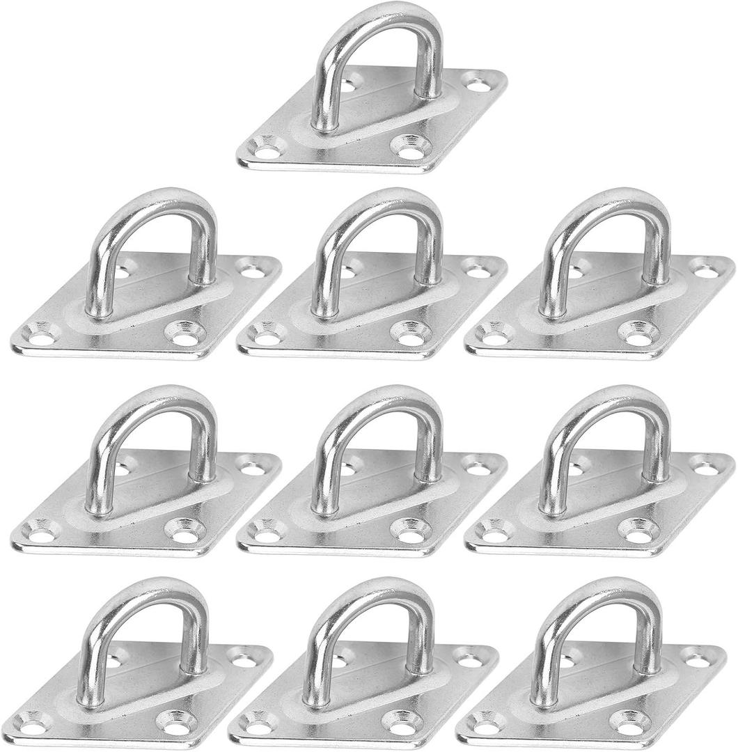Walfront Pad Eye Plate U Hooks 10Pcs 304 Stainless Steel Wall Ceiling Hammock Hangers Marine Hardware