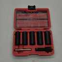 2-In-1 Lug Nut Removal Tool & Impact Socket Set, with 1/2" Drive, Easy Out Broken Bolt Extractor Kit, Ez Out Stripped Wheel Lock for Removing Rounded, Rusted Bolts, Nuts & Screw 7-Pieces