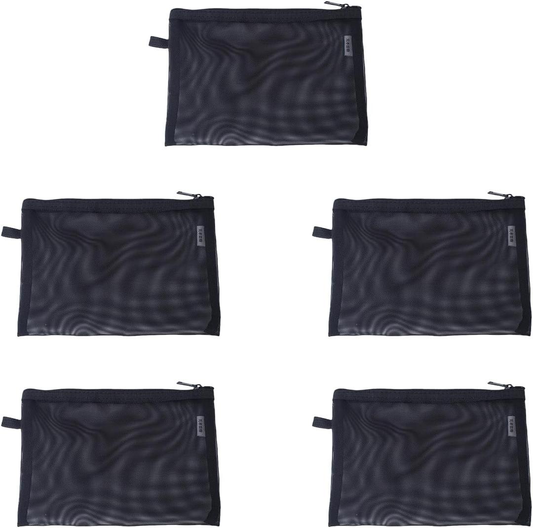 Mesh Cosmetic Bag 3 Size Makeup Bag Set Nylon Waterproof Organizing Bags Purse Organizer Pouches Travel Bags with Zipper (5,Medium)