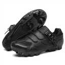 Mountain Bike Shoes for Men with 2-Bolts SPD Cleats Indoor Outdoor Cycling Shoes with Quick Ratchet Buckle, Black 47