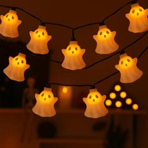 Halloween Ghost Lights,8.5Ft Halloween Fairy Decorations Lights with 10 LED White Ghost Lamp Waterproof UL Listed for Indoor Bedroom Patio Backyard Camping Desk Party Decor