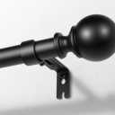 Zeerobee Curtain Rods for Windows 48 to 84, 1 Inch Adjustable Heavy Duty Black Curtain Rod, Outdoor Indoor Room Divider Modern Drapery Pole, 66-120"