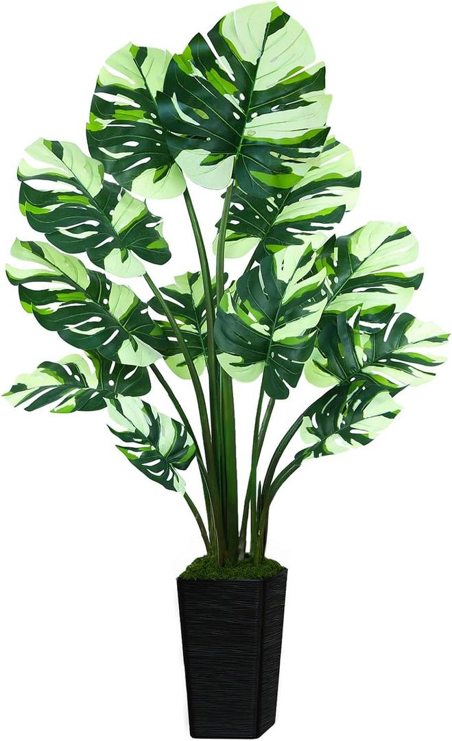 UPBUD 64'' Artificial Monstera Deliciosa Plant, Fake Swiss Cheese Tree