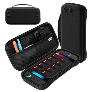 2 x ECHTPower Carrying Case for Nintendo Switch 2 (2025), Slim Hard Travel Case for Switch 2 Console & Accessories, Lightweight Ballistic Nylon Shell, 10 Game Slots, Soft Lining, Black