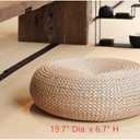Straw Flat Seat Cushion, Handmade Floor Pouf Mat, Ottoman Footstool for Meditation, Zen, Yoga Practice or Buddha (19.7" Dia. x 6.7" H)