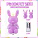 Baquler 2 Pcs Large Easter Bunny Led Flameless Candle 8 Inch Battery Operated Candles with Remote Real Wax Cute Rabbit Shape Candle with Bow 3D Flickering for Gift Home Party Decor (Purple)