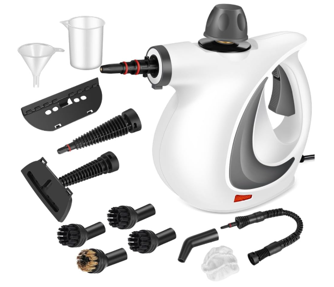 Handheld Pressurized Steam Cleaner with 12 pcs Accessories, Steamer for Cleaning, Steam Cleaner for Home Use, Steamer for Cleaning Car, Furniture, Floor, Upholstery, Grout and Tile, Deep Gray