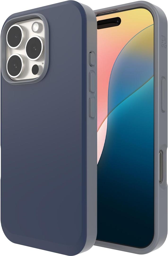 ZAGG SoHo Snap Case for iPhone 16 Pro - MagSafe Compatible, 10ft Drop Protection, Graphene-Infused, Wireless Charging, Eco-Friendly, Two-Tone Design, Navy Blue Gray