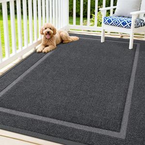 OLANLY Front Door Mat Indoor Outdoor Entrance, Waterproof All-Season, All-Weather Doormat, Sturdy Natural Rubber, Fade Resistant, Low Profile, Easy Clean Patio Porch Entryway Mat, 71x47, Grey