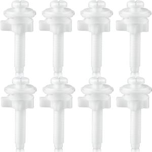 Jetec 8 Pieces Toilet Seat Screws Replacement Kit Plastic Bolts with Plastic Nuts and Washers Parts Kit for Fixing the Top Toilet Seat, White