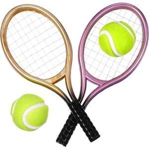 6sets Mini Tennis with Prop Miniature Ball and Random Rackets Accessory Sports Doll Balls Equipment Garden of Topper Kit Fairy Decorative Model House for Decoration (Random Color)