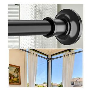 Tension Curtain Rod, 43-64 Inch Adjustable 1.1 Inch Diameter Thick Heavy Duty Black Shower Curtain Rod, Spring Curtain Rod Stainless Steel, Shower Rod for Bathroom No Drilling, No Rust