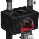 BEWISHOME Cat Tree Tower for Indoor Gothic Cat Trees with Coffin Bed, Cat Condo Cat House with Scratching Posts, Cat Shelves with Spider Toy, Pet Play Activity Center Black with Red, MMJ95R