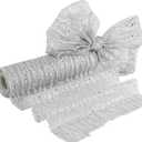HUIHUANG Silver Glitter Christmas Tree Ribbon - 10 Inch Wide Mesh Fabric, 10 Yards for Tree Decorations, Garlands, Large Bows, Box Wrapping