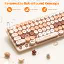 TECKNET Colorful Wireless Keyboard and Mouse Combo, Dual Bluetooth & 2.4G, Quiet Retro Typewriter Style, Full Size Bubble Keyboard with Number Pad, Aesthetic Desk Set for Laptop, PC, and Office Use (Cream Peach)