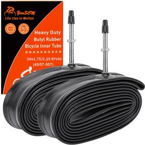 2-PCS 24'' Heavy Duty Bike Tubes 24x1.75/2.25 (45/57-507) 48mm Presta Valve Inner Tubes 24'' Bicyle Tube Compatible with 24x1.75 24x1.95 24x2.125 24x2.20 24x2.25 Bike Tire Tubes 