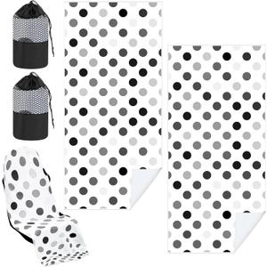 Hahafelt 2 Pack Car Seat Towel Covers with Storage Bag, 63 x 32 Inch Universal Non Slip Waterproof Sweat Protector for Car Truck, Gym Swimming Running, Machine Washable (Black and Gray Dots)