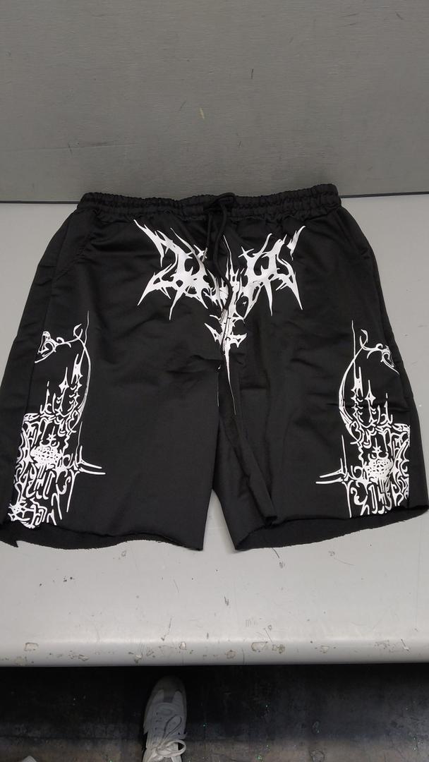 SHENHE Men's Graphic Drawstring Waist Casual Shorts M