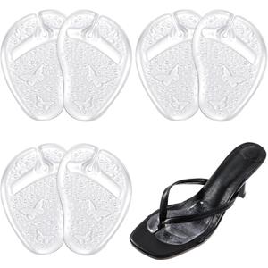 6Pcs Gel Metatarsal Pads for Thong Sandals Toe Protectors, Soft Reusable Forefoot Cushion Inserts for Flip Flop, Self-Adhesive Non Slip Shoe Cushion Inserts for Metatarsal Support Pain Relief